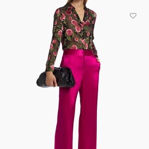 Alice + Olivia Eloise Silk-Blend Floral Blouse SIZE XL